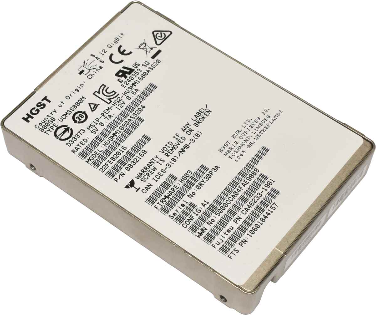 Fujitsu HGST 800GB 2.5" 12G SAS SSD HUSMM1680ASS204 0B32169 CA46233-1961