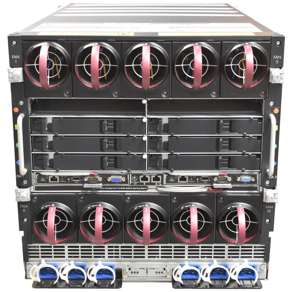 HP BladeSystem c7000 Enclosure 681844-B21 712987-B21 10xFan 6xPower Supply 2x 708046-001 1x 407295-504 HP BladeSystem c7000 Enclosure 16x BL460c G9 No RAM NO CPU