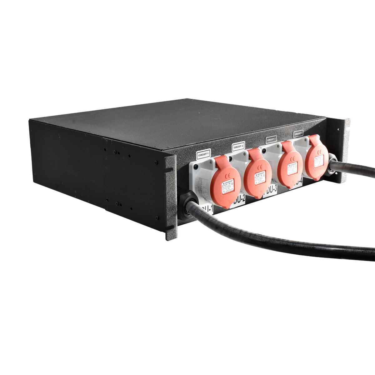 Geist PDU MU3311 U3YR043-033PS56DPS56 32A/24A 208-240/360-415 VAC 50/60 Hz Rack Ears Geist MG3310 G3YR043-153PS56DPS56 3U 240/415 VAC 2x 32A CE Splitter