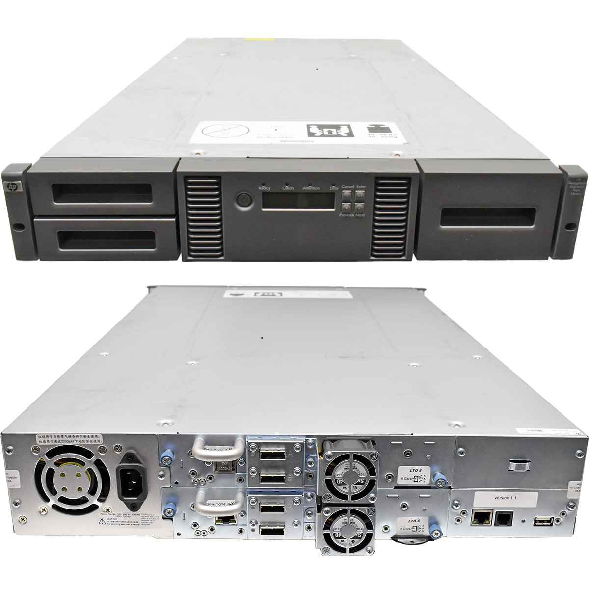 HP StorageWorks MSL2024 C0H21A Tape Library 407351-001 24-Slot 2x LTO-6 706824-001 8G FC 6G SAS HP StorageWorks MSL2024 C0H21A Tape Library 407351-001 24-Slot 2x LTO-6 706824-001 8G FC 6G SAS