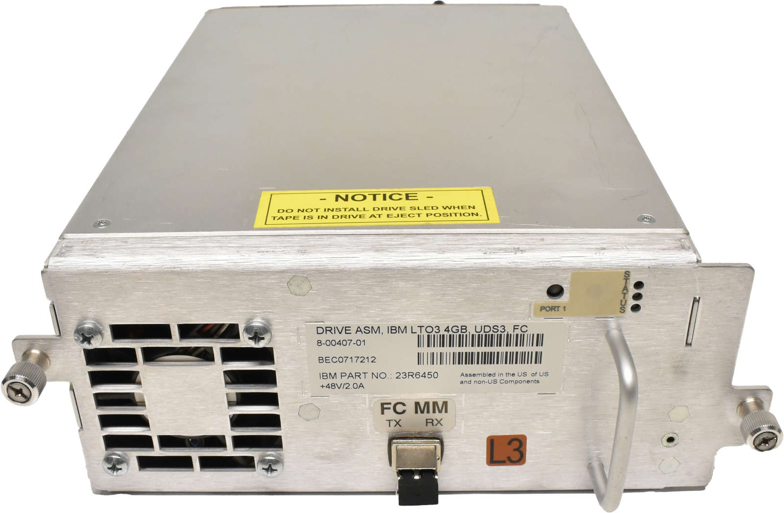 IBM-8-00407-01-LTO-3-FH-FC-4Gb-Laufwerk-für-3576-T-002.jpg IBM 8-00407-01 LTO-3 FH FC 4Gb Laufwerk für 3576 TS3310 mit Caddy