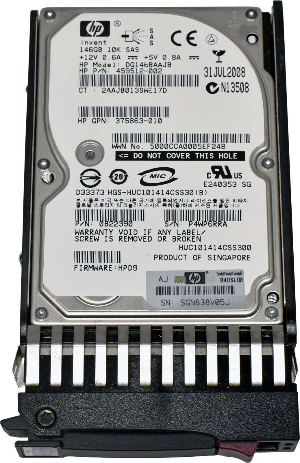 HP Hitachi 146GB 2.5" 10K 3G SAS HDD HUC101414CSS300 432320-001 +Caddy