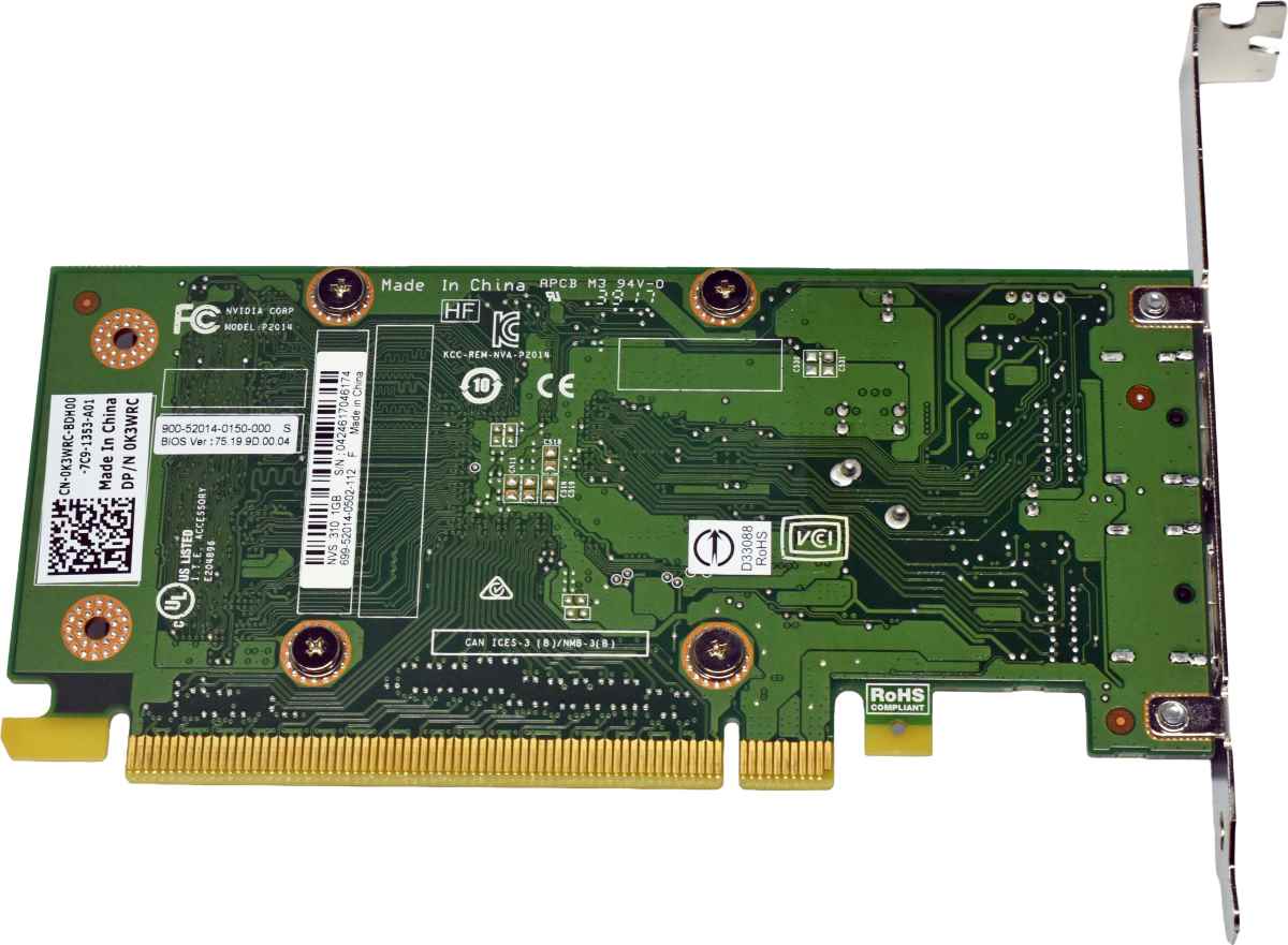 Dell NVIDIA 0K3WRC NVS 310 1GB GF119S Graphics Card DDR3 PCIe 2.0 x16 2x DP FP