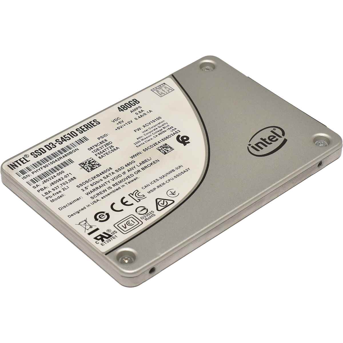 Intel SSD D3-S4510 Series 480GB 2.5" 6GB SATA SSDSC2KB480G8 Intel SSD D3-S4510 Series 480GB 2.5" 6GB SATA SSDSC2KB480G8