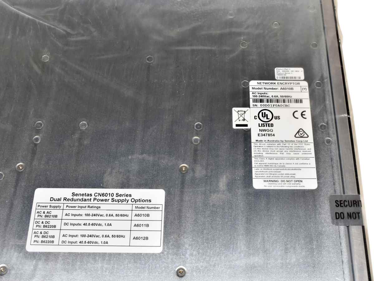 Gemalto SafeNet Senetas CN6010 A6010B 943-000226-001 943-000228-001 1G Network Encryptor NEW Gemalto SafeNet Senetas CN6010 A6010B 943-000226-001 943-000228-001 1G Network Encryptor NEW