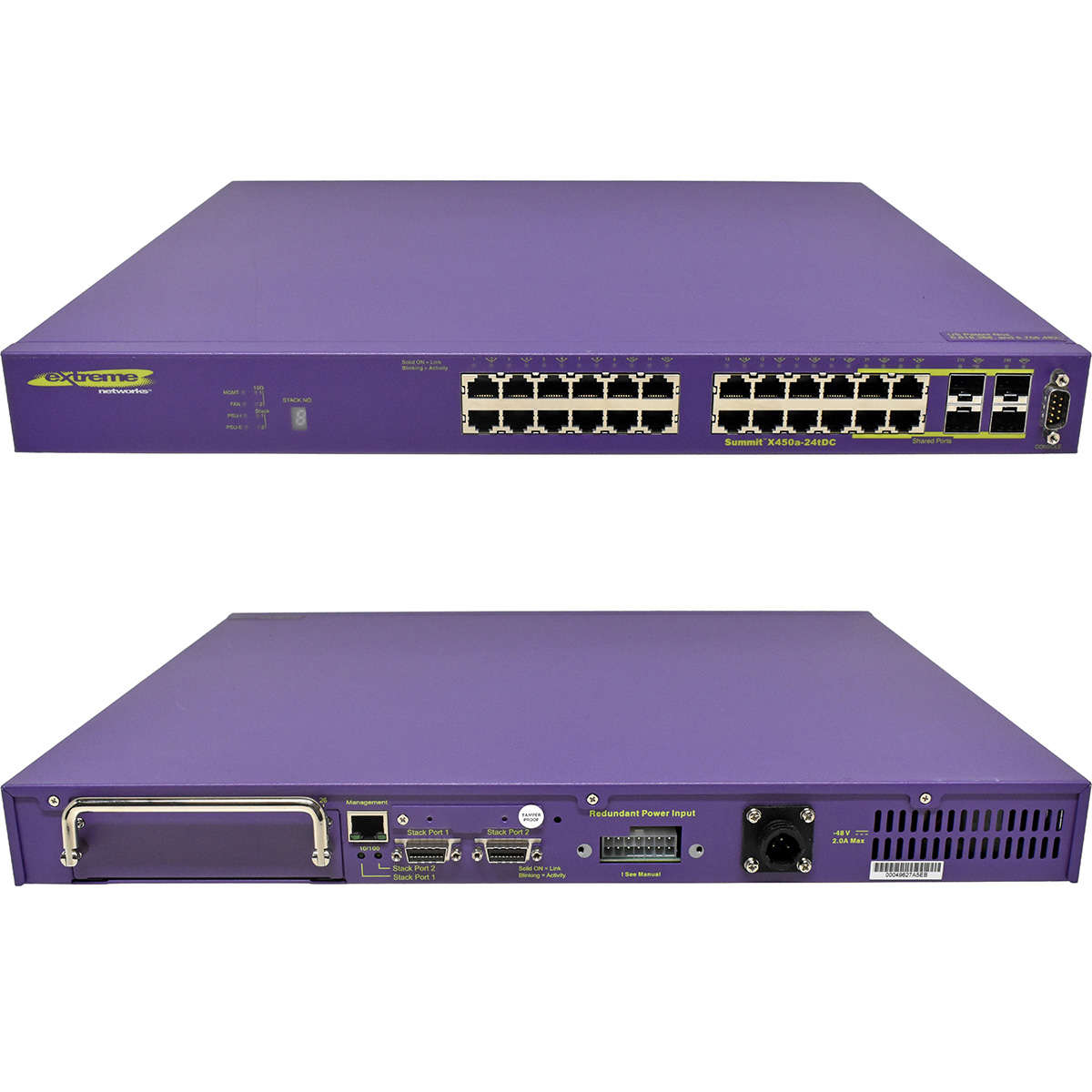 Extreme-Summit-X450a-24tDC-16153-48-Port-RJ-45-GE-005.jpg Extreme Summit X450a-24tDC 16153 48-Port RJ-45 GE Switch 4x 1G SFP no PSU