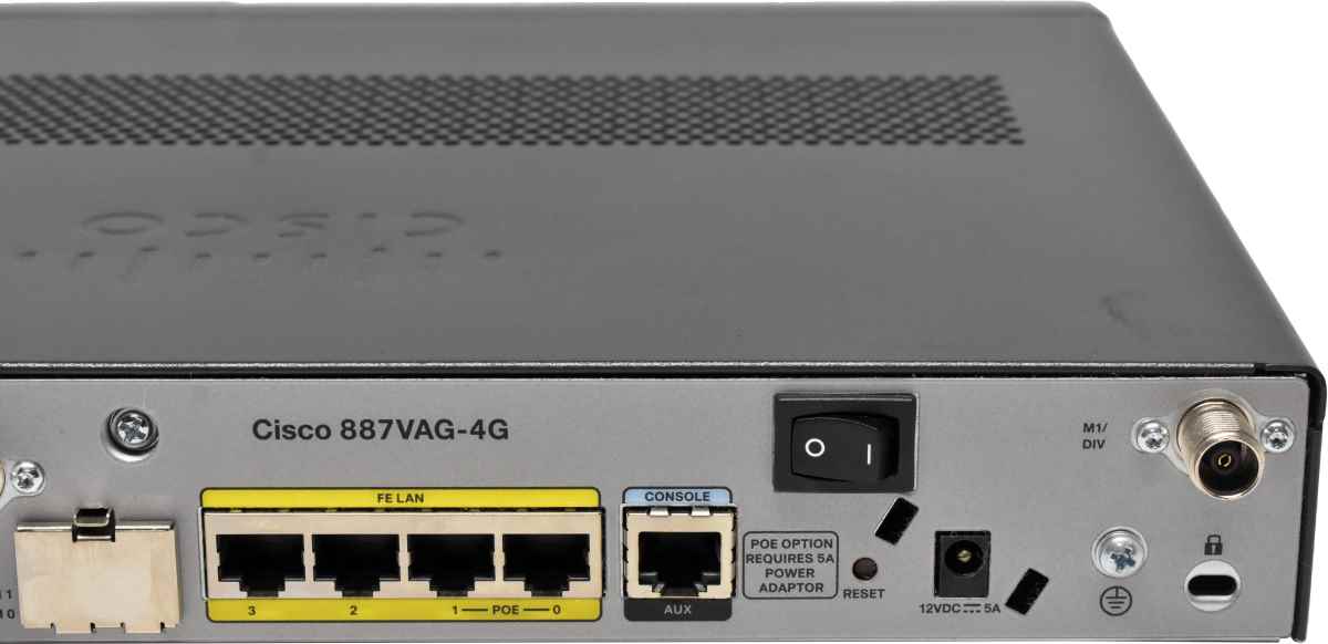 Cisco C887VAG-4G-GA-K9 4-Port Fast Ethernet Integrated Services Router no PSU Cisco C887VAG-4G-GA-K9 4-Port Fast Ethernet Integrated Services Router no PSU