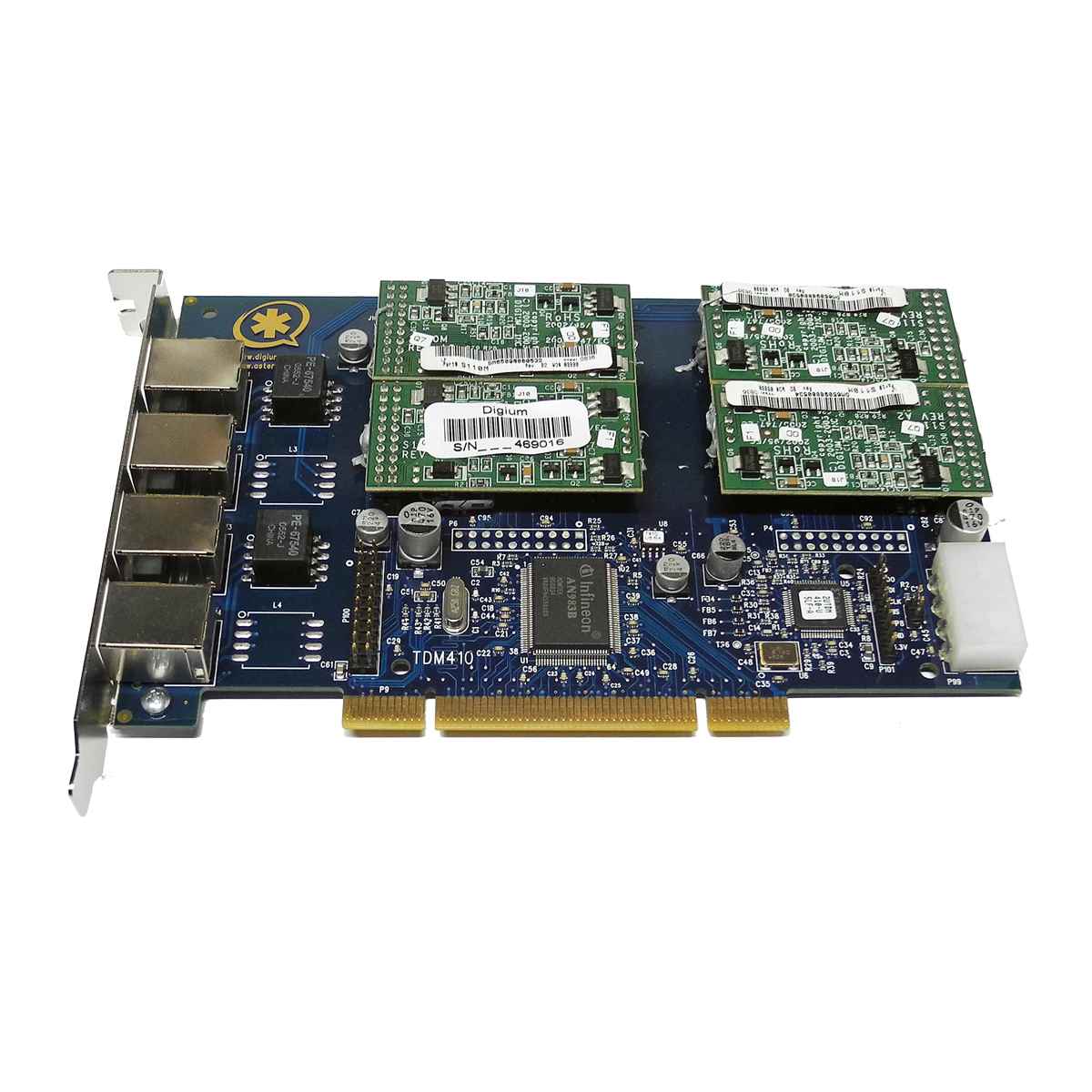 Digium Wildcard TDM410 mit 4 x S110M FXS Module für Asterisk Telefonanlage Digium Wildcard TDM410 mit 4 x S110M FXS Module für Asterisk Telefonanlage