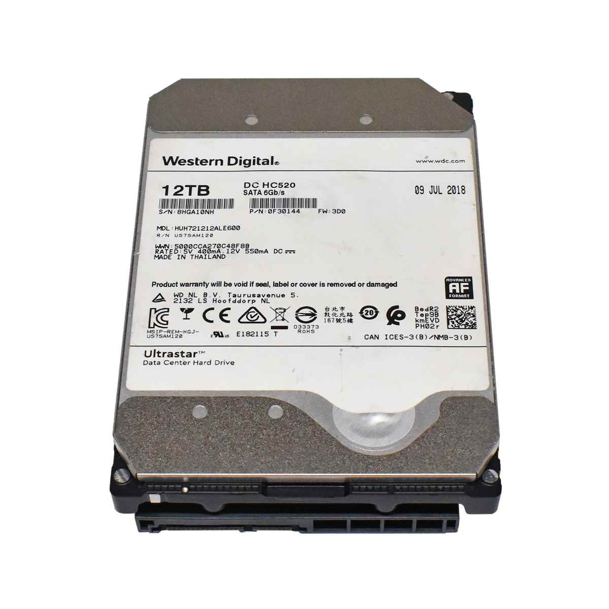 HGST WD Ultrastar 12TB 3.5" 7,2K SATA HDD DCHC520 HUH721212ALE600 0F30144