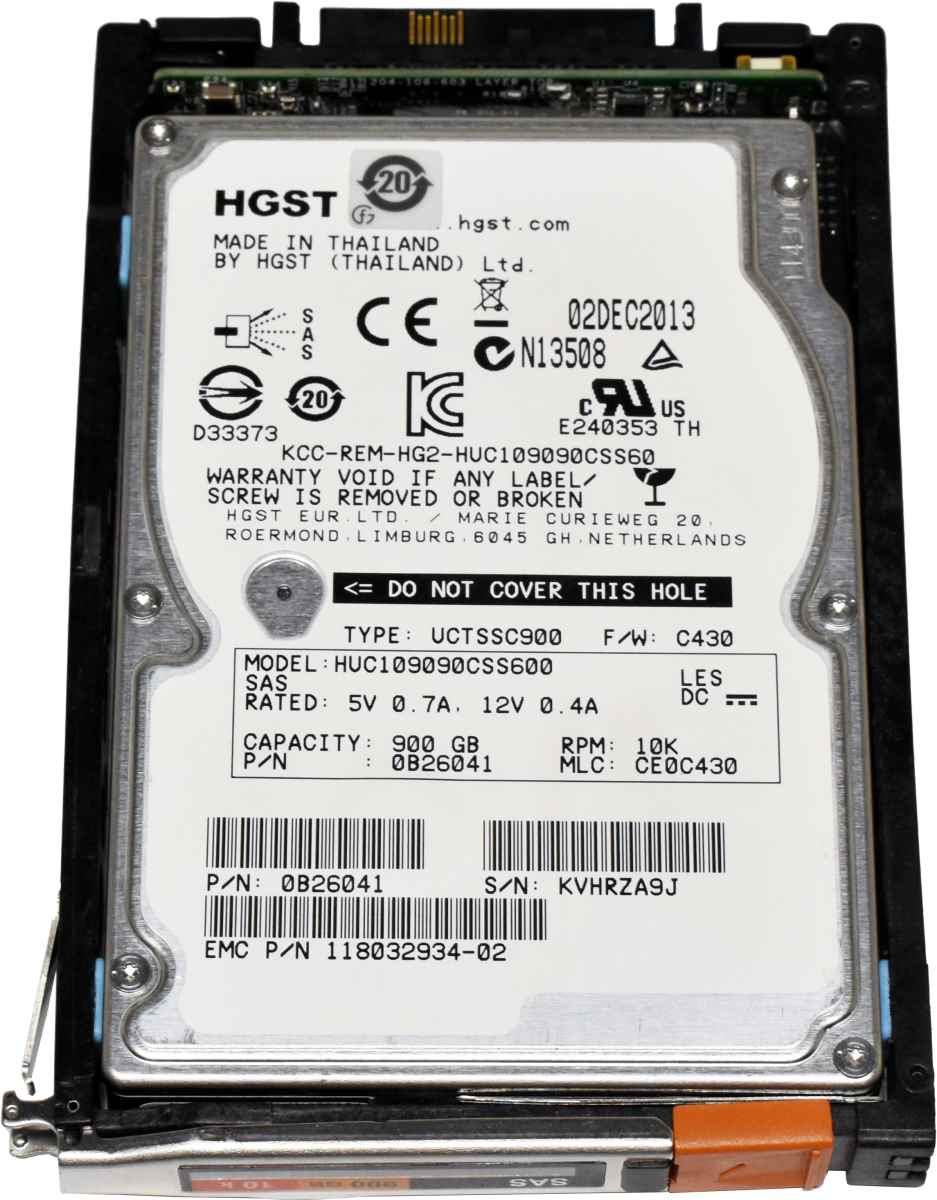 EMC HGST 118032934-02 0B26041 HUC109090CSS600 900GB 6G 2.5" 10K SAS HDD