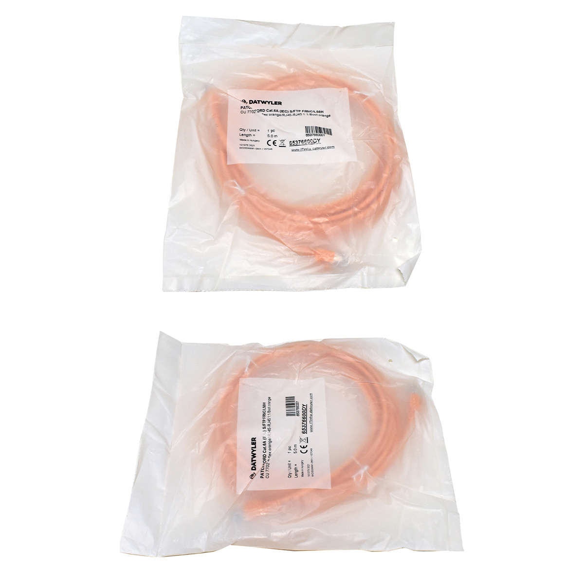 Dätwyler-5m-65376600DY-Copper-Patch-Cord-RJ-45-Cat-003.jpg Dätwyler 5m 65376600DY Copper Patch Cord RJ-45 Cat.6A IEC orange NEW NEU