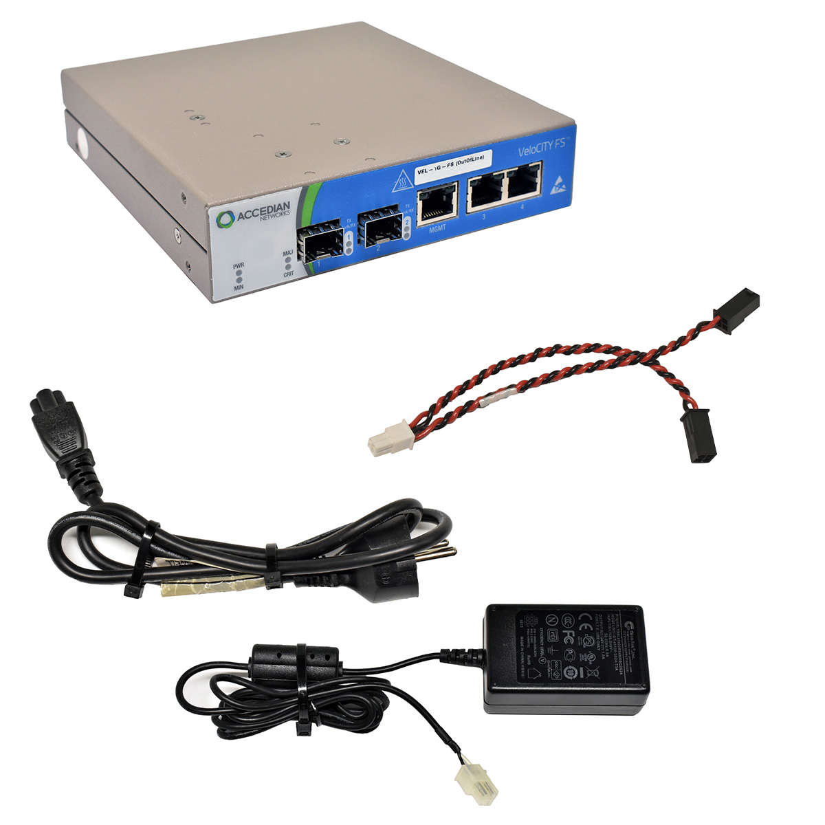 Accedian-VeloCITY-FS-VEL-1G-FS-OUT-501-018-11-Netw-001.jpg Accedian VeloCITY FS VEL-1G-FS (OUT) 501-018-11 Network measurements device +PSU +Cables