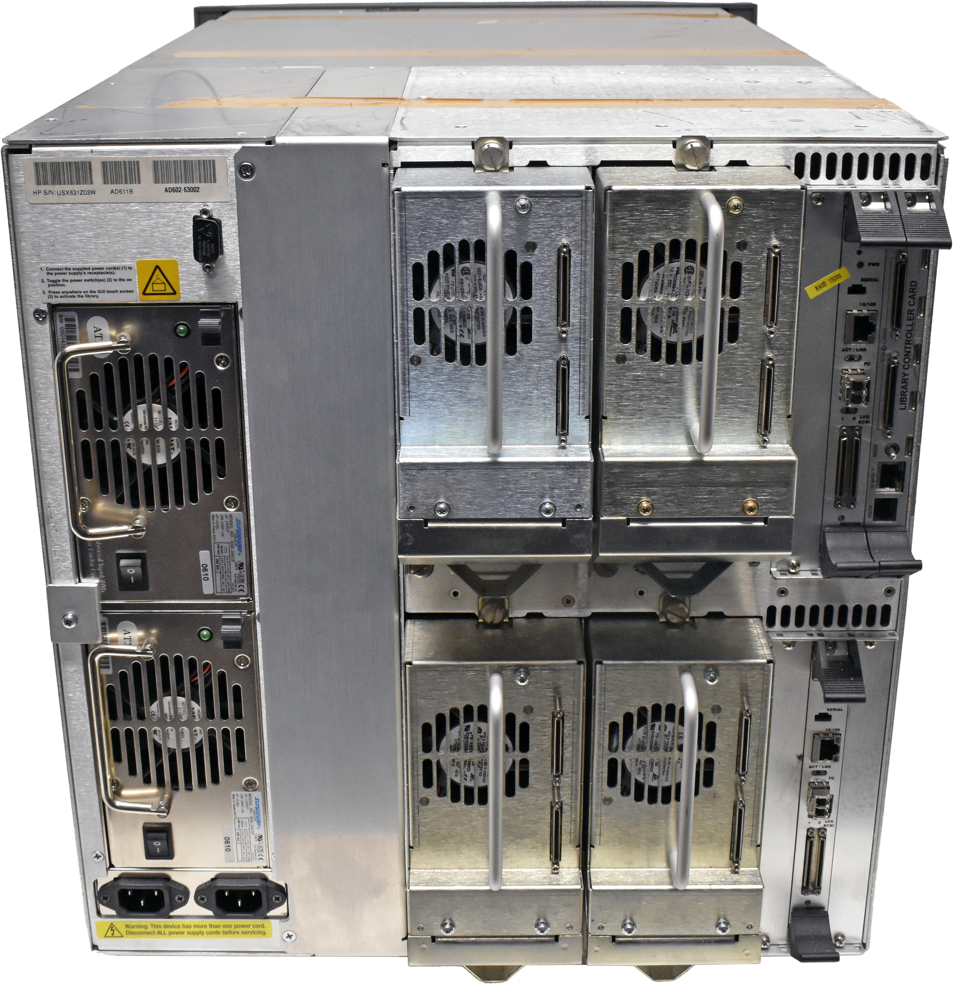 HP StorageWorks MSL6060 Tape Library + Rack Rail Kit 2x PSU 4x Tape Drives 3x Controller HP StorageWorks MSL6060 Tape Library + Rack Rail Kit 2x PSU 4x Tape Drives 3x Controller