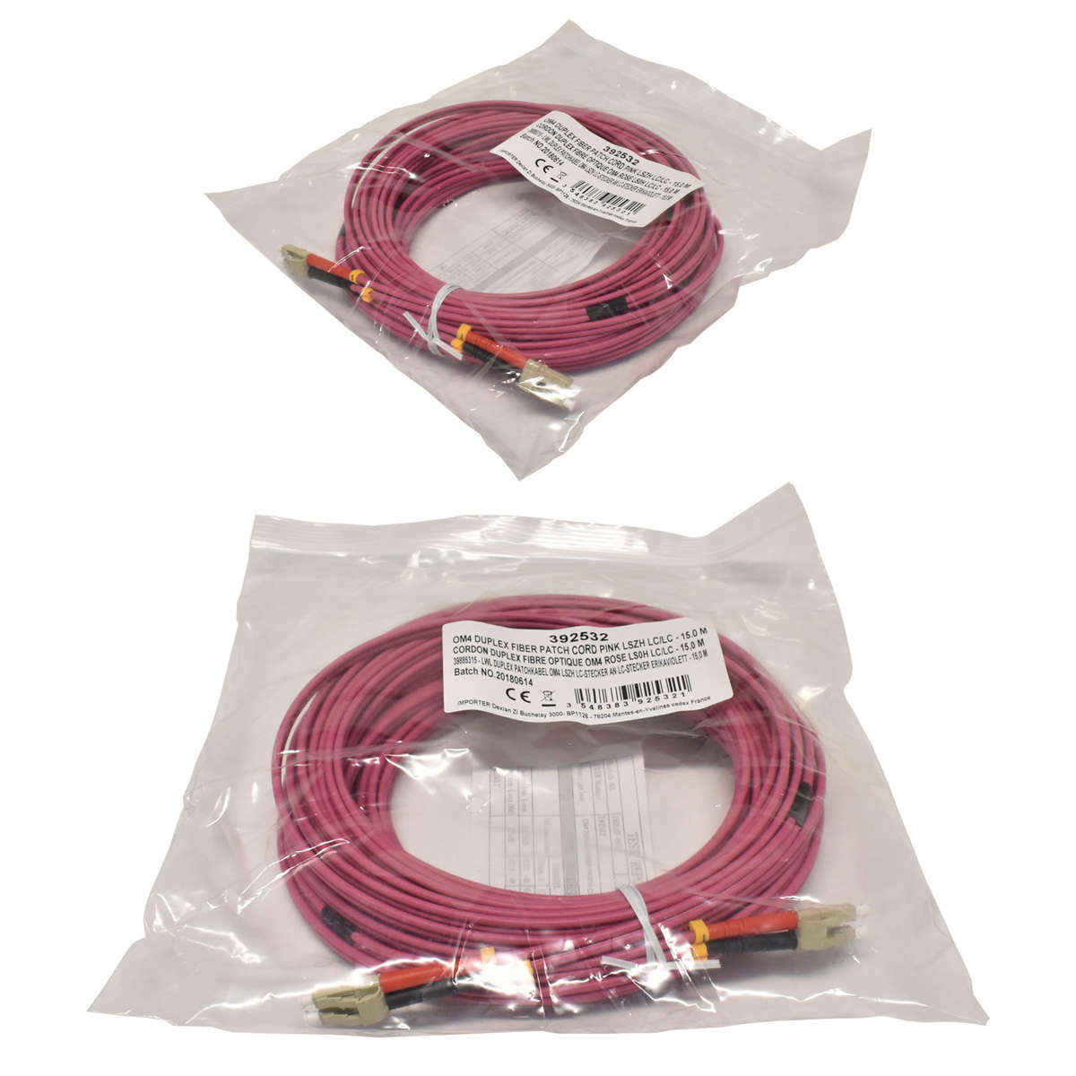 100 x Corning OM4 Duplex FIBER Patch Cord Pink LSZH LC/LC-15m NEU NEW