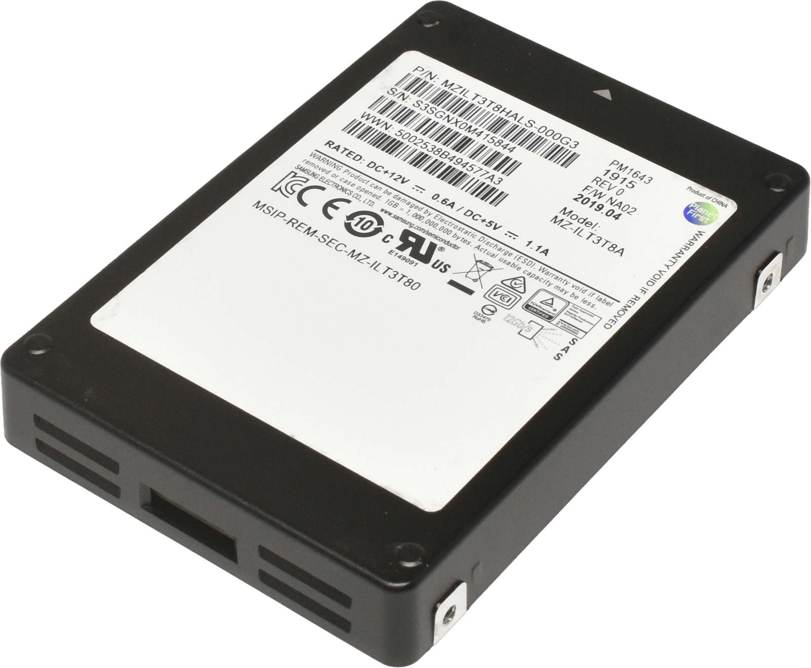 Samsung PM1643 3.84TB 2.5" 12G SAS SSD MZ-ILT3T8A 512 Bytes