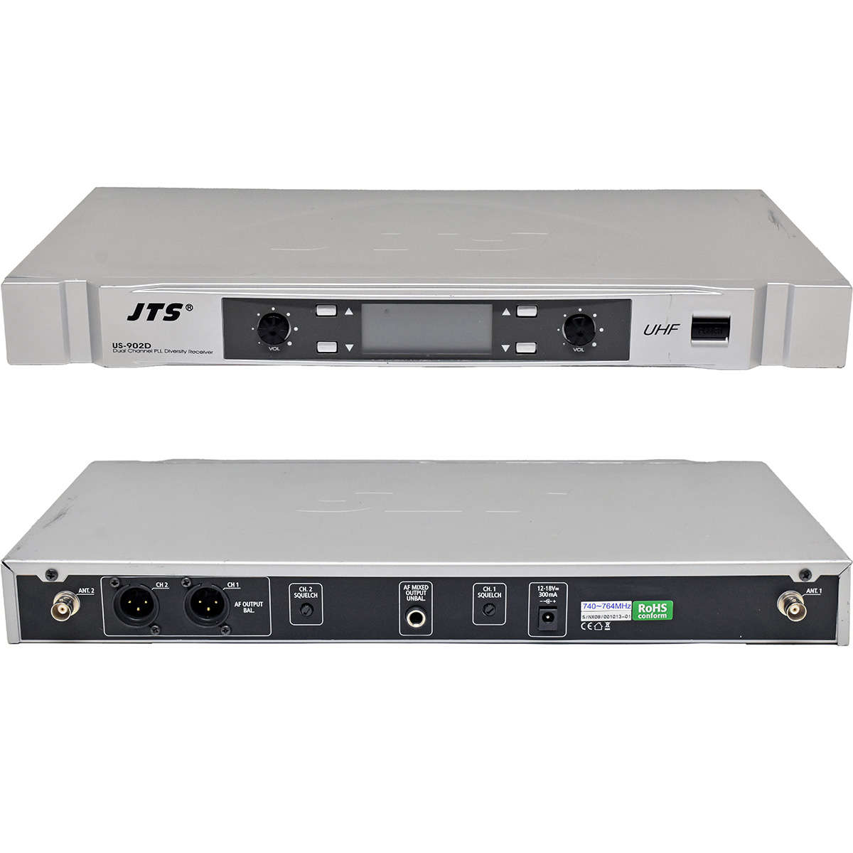 JTS US-902D UHF Dual Channel PLL Diversity Receiver