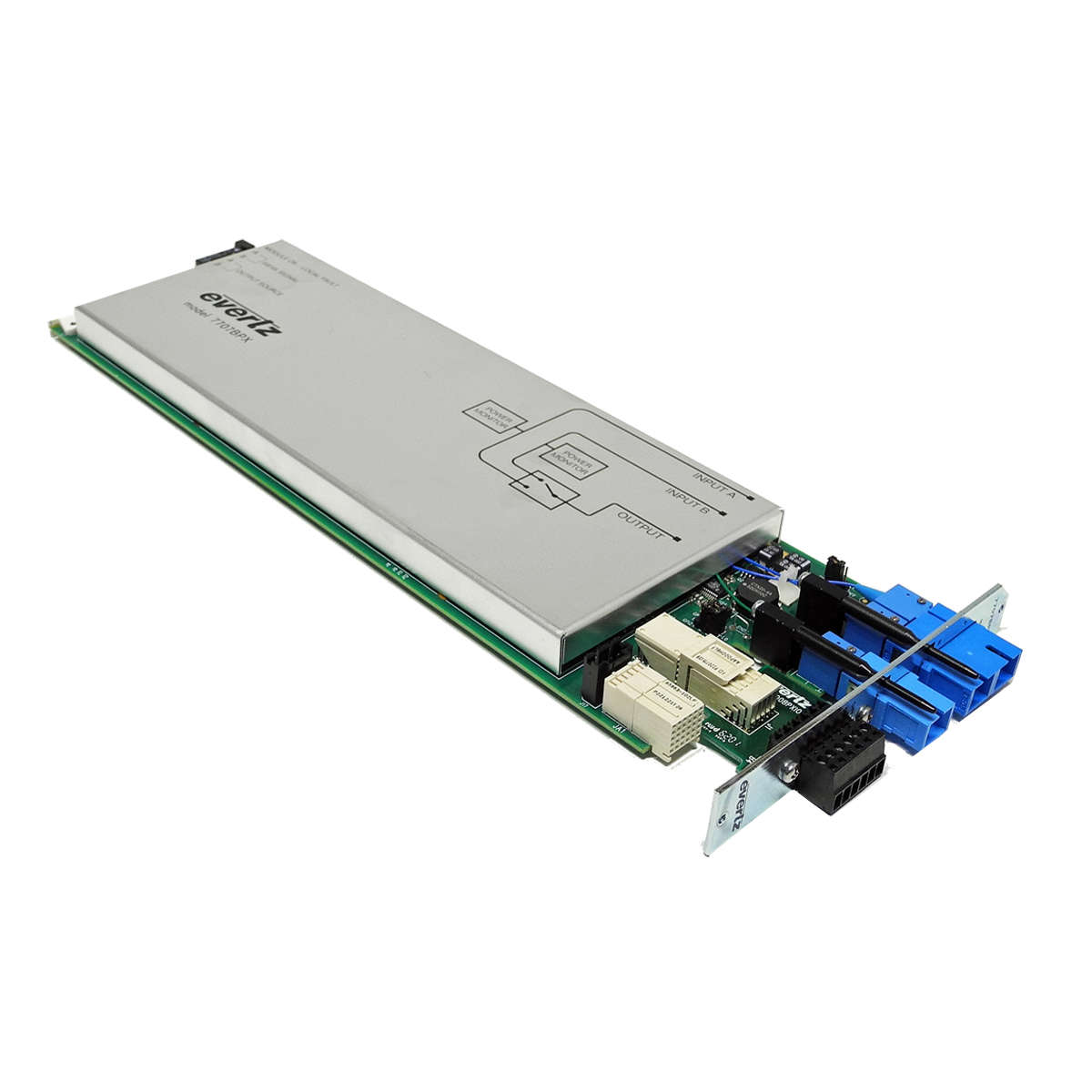 Evertz-7707BPX-optical-Bypass-Protection-Switch-op-001.jpg Evertz 7707BPX optical Bypass Protection Switch/optischer Bypass-Schutzschalter