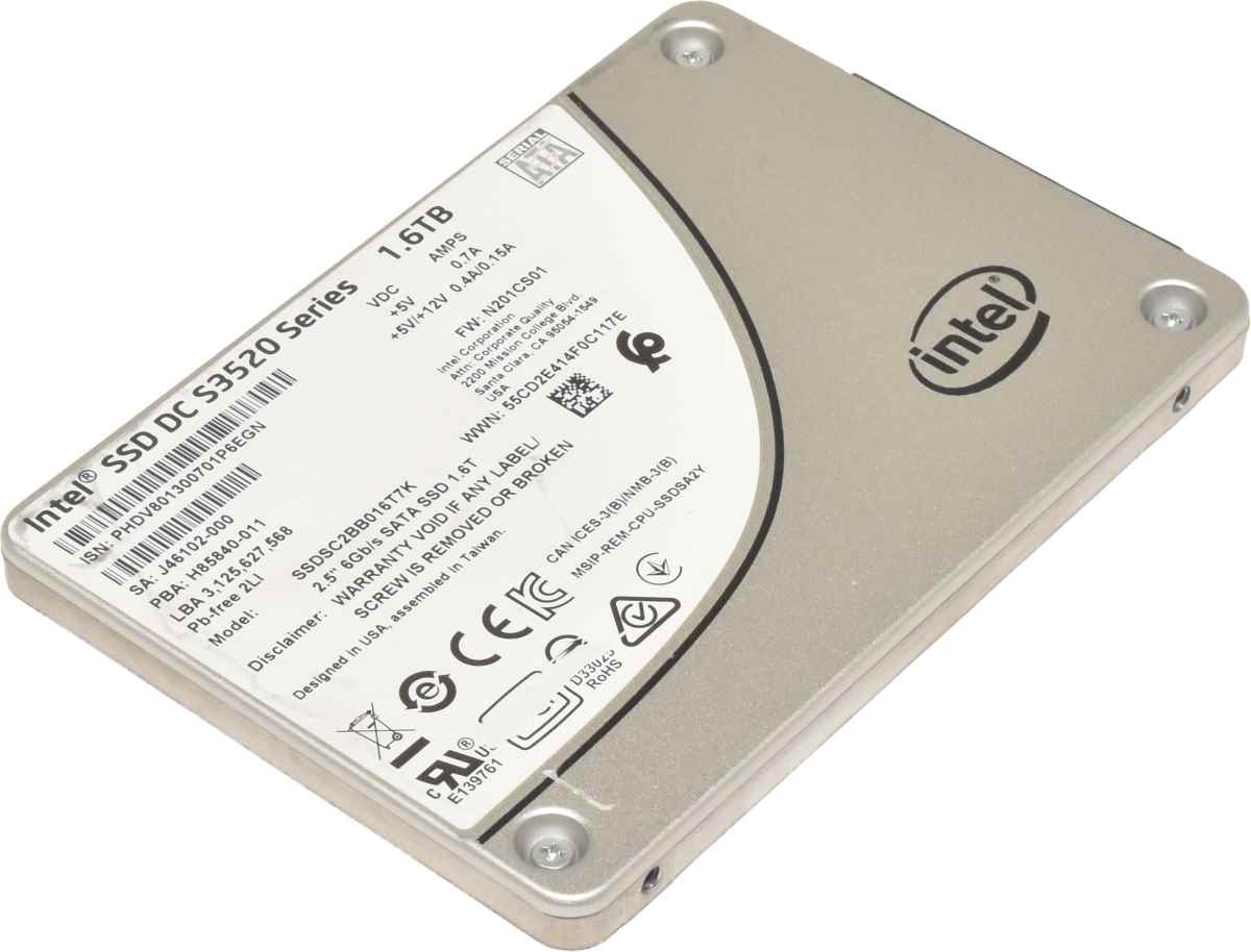 Intel SSD DC S3520 Series 1.6TB 2.5" 6G SATA SSD SSDSC2BB016T7K PowerEdge, ProLiant ThinkSystem Intel SSD DC S3520 Series 1.6TB 2.5" 6G SATA SSD SSDSC2BB016T7K PowerEdge, ProLiant ThinkSystem