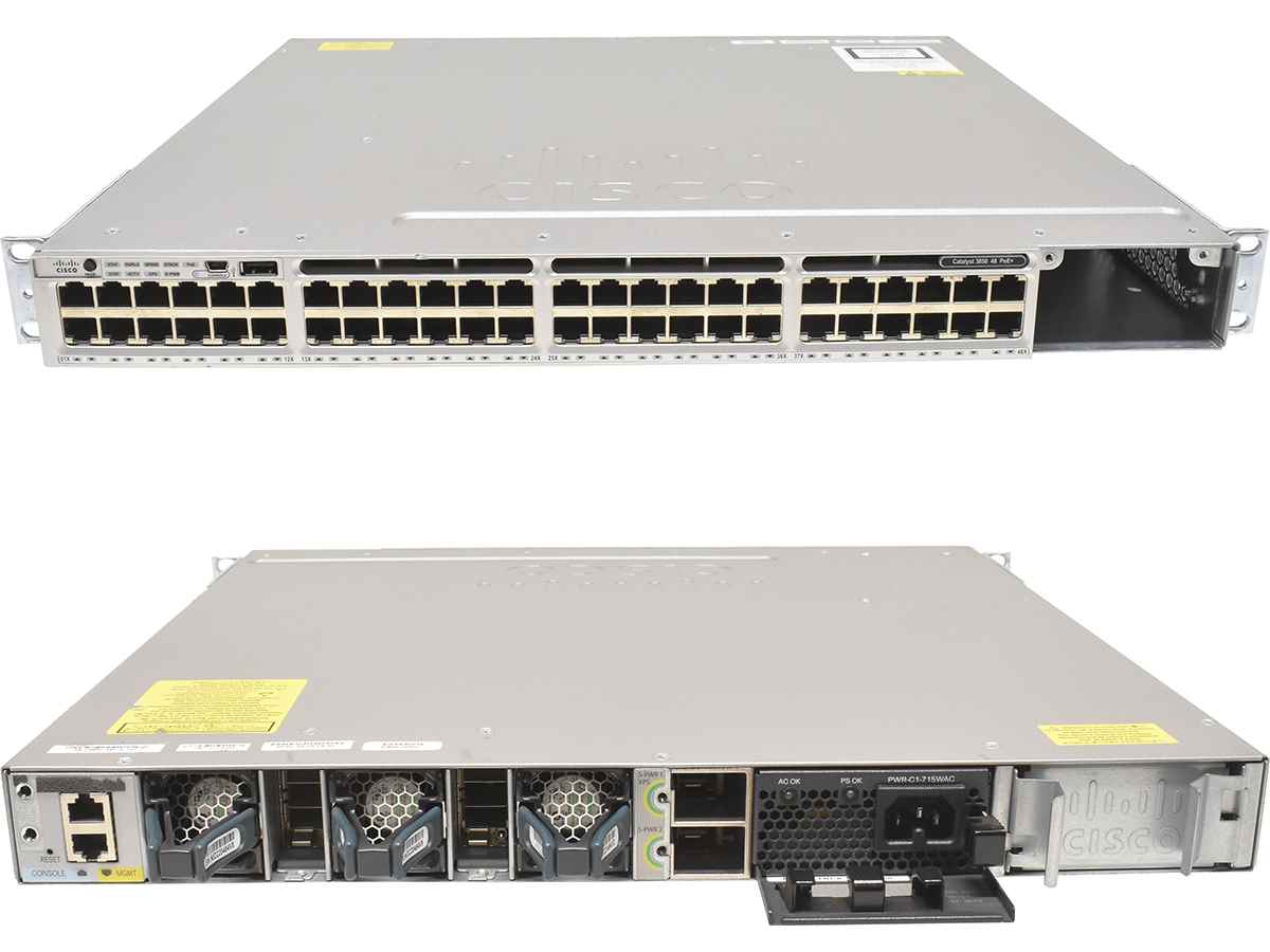 Cisco Catalyst WS-C3850-48P-S 48-Ports PoE+ GE RJ-45 1x PSU Rack Ears