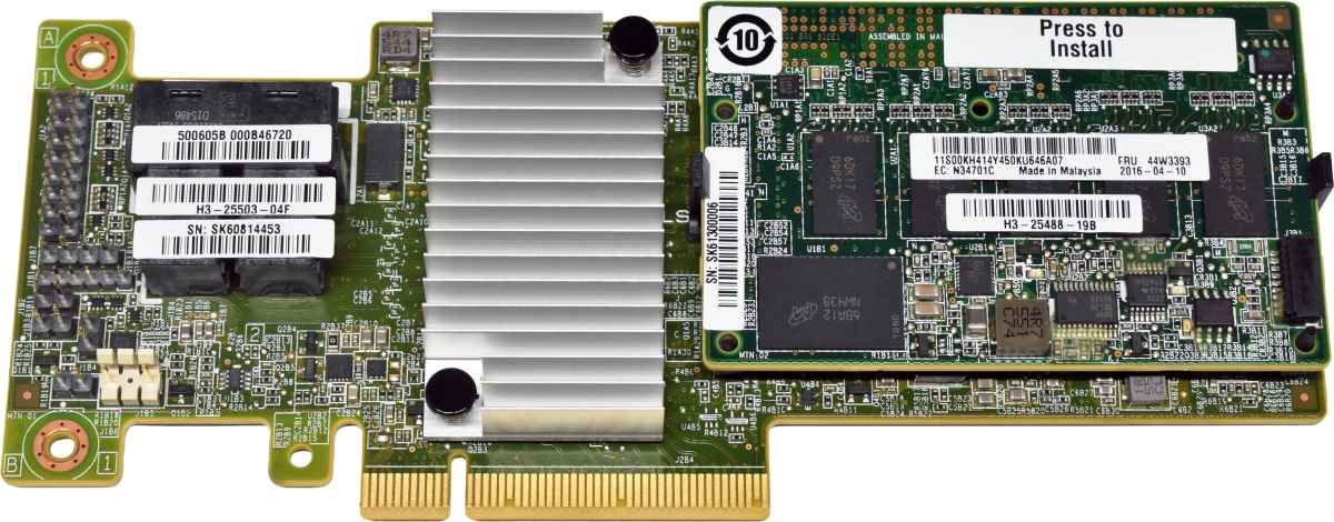 IBM ServeRAID M5210 12G RAID Controller 46C9111 +SAS Cable +Cache +BBU