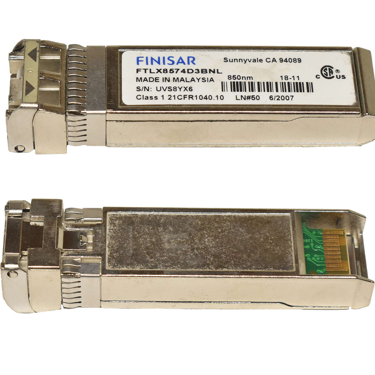 Finisar-GBIC-FTLX8574D3BNL-10G-SFP-850nm-400m-Tran-005.jpg Finisar GBIC FTLX8574D3BNL 10G SFP+ 850nm 400m Transceiver