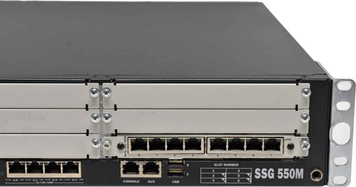 Juniper SSG 550M 12-Port RJ-45 GE VPN Firewall 2x PSU +Module 710-017525 +Rack Ears