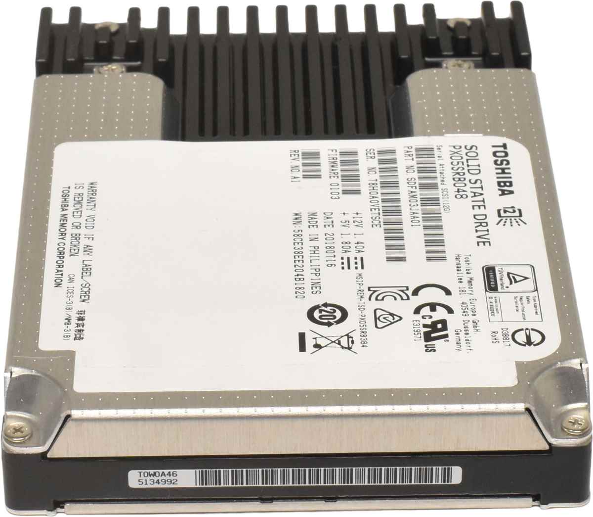 Toshiba 480GB 2.5" 12G SAS SFF SSD PX05SRB048 SDFAM03JAA01 Toshiba 480GB 2.5" 12G SAS SFF SSD PX05SRB048 PowerEdge, ProLiant, Primergy