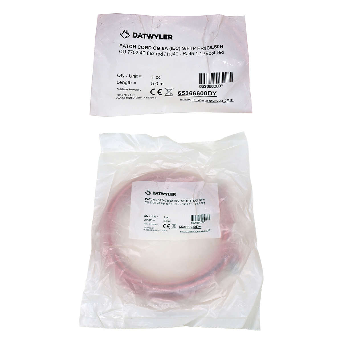 Dätwyler 5m 65366600DY Copper Patch Cord RJ-45 Cat.6A IEC red NEW NEU
