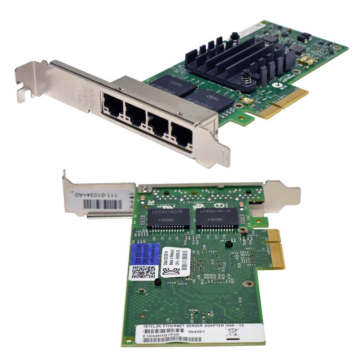 Intel I340-T4 4-Port PCIe x4 Gigabit Ethernet Netzwerkkarte E1G44HTG1P20 111-01034 FP Intel I340-T4 4-Port PCIe x4 Gigabit Ethernet Netzwerkkarte E1G44HTG1P20 111-01034 FP