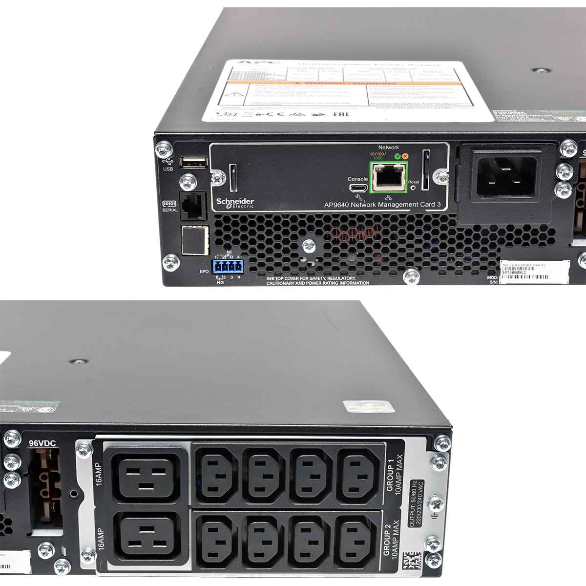 APC Smart UPS SRT3000XLI 3000VA 2700W 2HE USV 8x C13 2x C19 + NIC AP9640 + 2 x Battery APC Smart UPS SRT3000XLI 3000VA 2700W 2HE USV 8x C13 2x C19 + NIC AP9640 + 2 x Battery