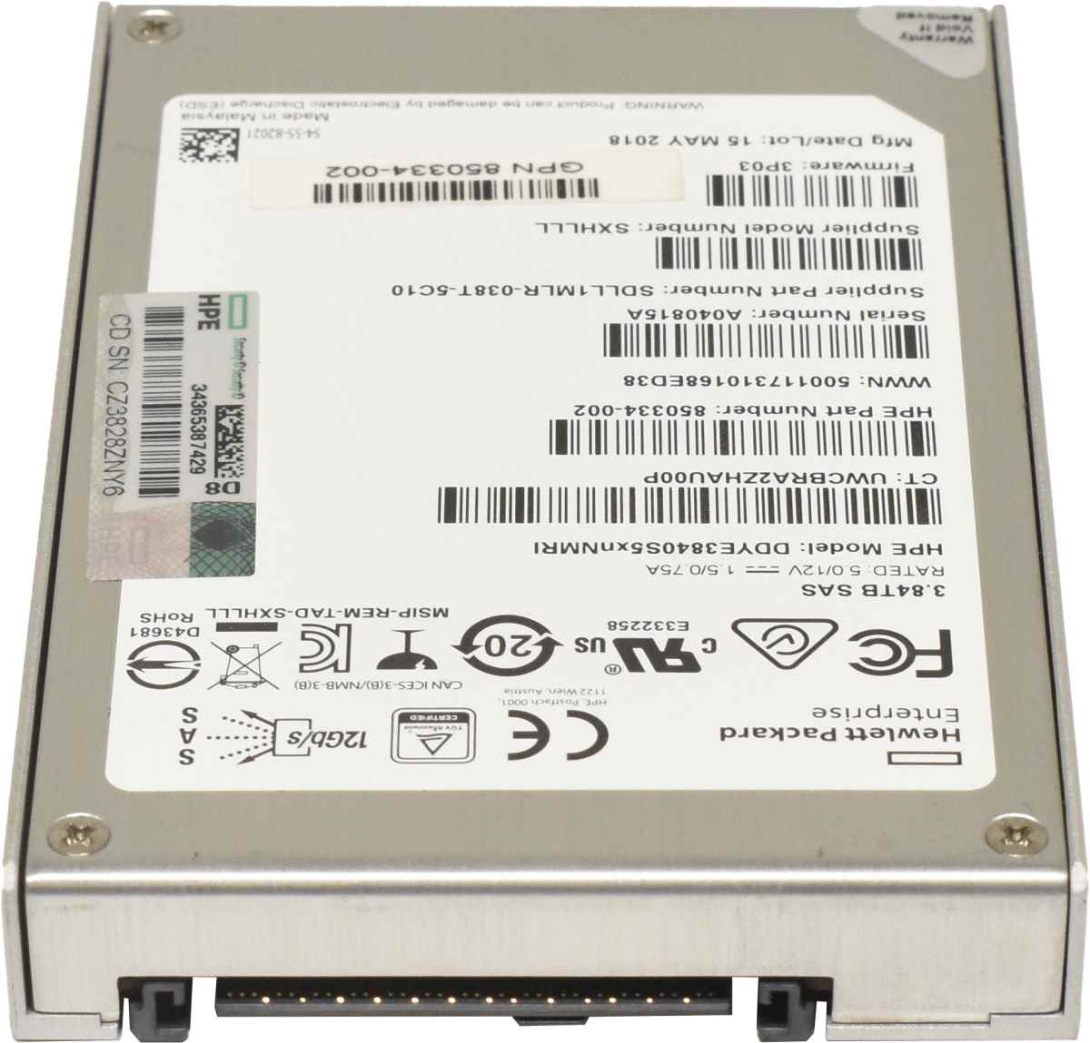 HP DDYE3840S5xnNMRI 3.84TB 2.5" 12Gbps SAS SSD 850334-002 3PAR 7000 8000
