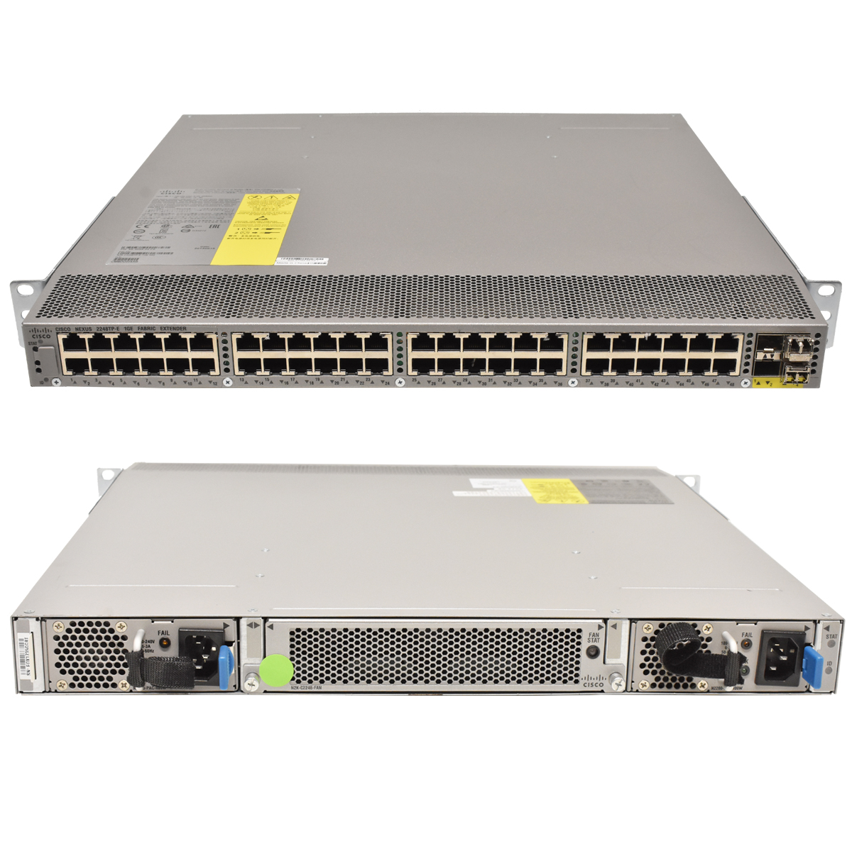 Cisco Nexus N2K-C2248TP-E-1GE 68-4059-01/02 48-Port GE 4x 10G SFP+ blue/gray PSUs +2 Mini GBICs Cisco Nexus N2K-C2248TP-E-1GE 68-4059-01/02 48-Port GE 4x 10G SFP+ blue/gray PSUs +2 Mini GBICs