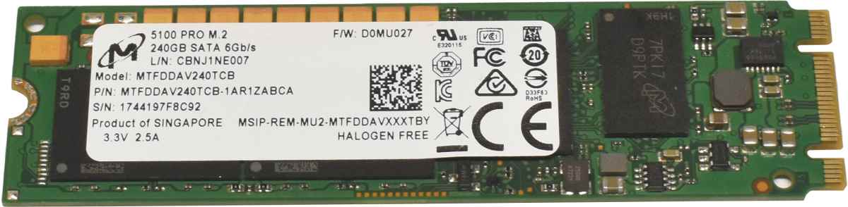 Micron 5100 PRO 240GB 6G SATA SSD M.2 2280 MTFDDAV240TCB