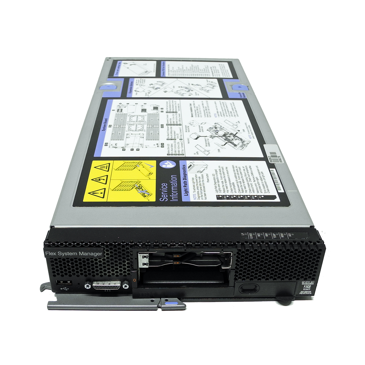 IBM Flex System Manager 8731-A1G 1x Intel E-2650 CPU 2x 200GB SSD 32GB RAM IBM Blade Server / Lenovo Flex System Manager 8731 1x 2,5" HDD 2x 1,8" SSD