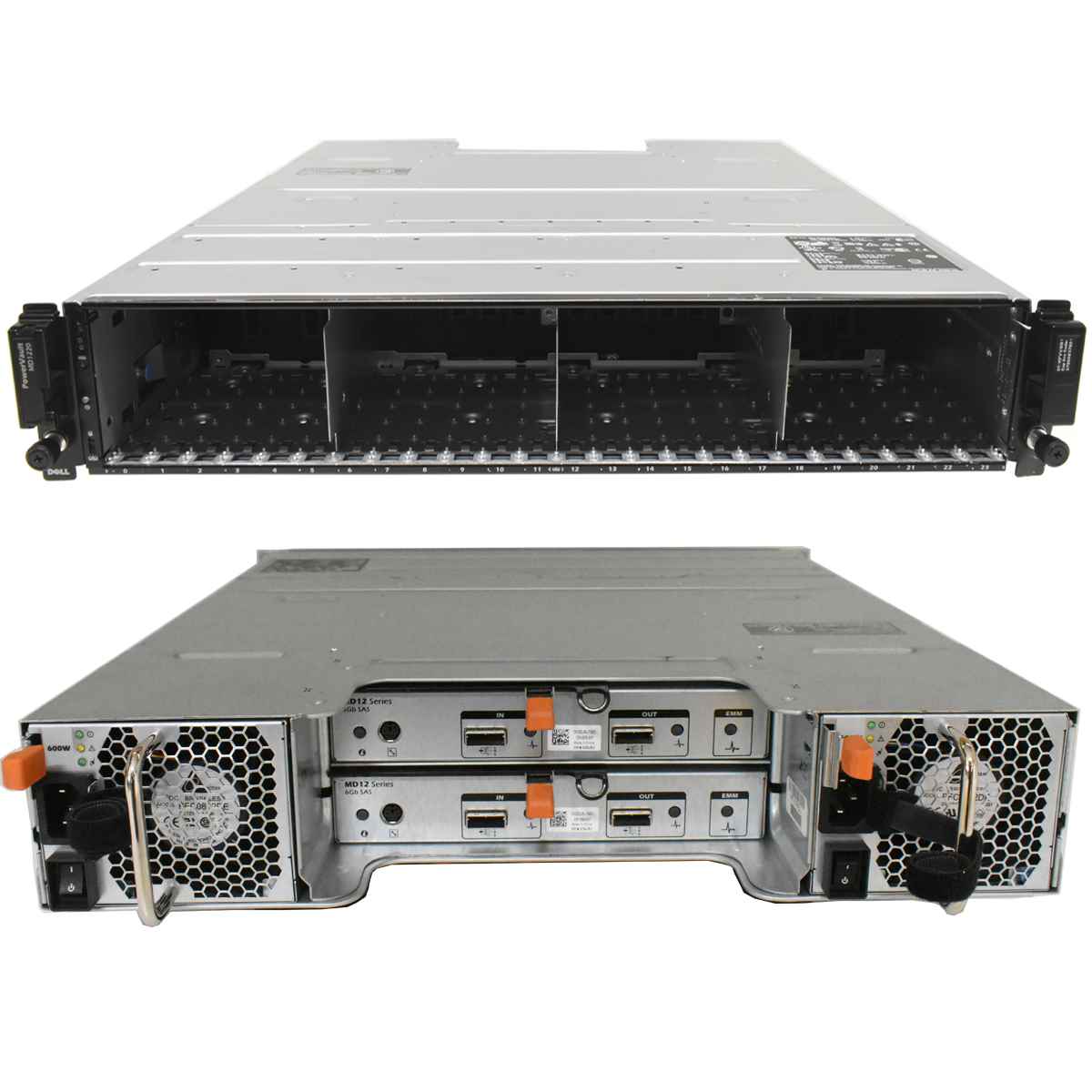 Dell PowerVault MD1200 2U 2x E01M001 SAS 6G 2x 600W PSU 24x Bay 2.5 Dell PowerVault MD1200 2U 2x E01M001 SAS 6G 2x 600W PSU 24x Bay 2.5