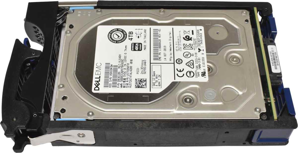 Dell EMC 4TB 3.5" 12G 7.2K SAS HDD Festplatte HUS726T4TAL4200 0B36106 mit Rahmen