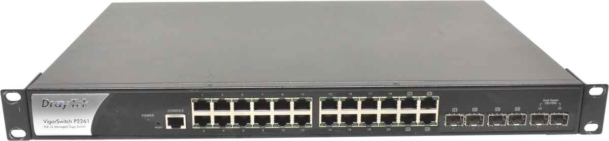 DrayTek VigorSwitch P2261 24-Ports GE RJ-45 6-Ports GE SFP Rack Ears DrayTek VigorSwitch P2261 24-Ports GE RJ-45 6-Ports GE SFP Rack Ears