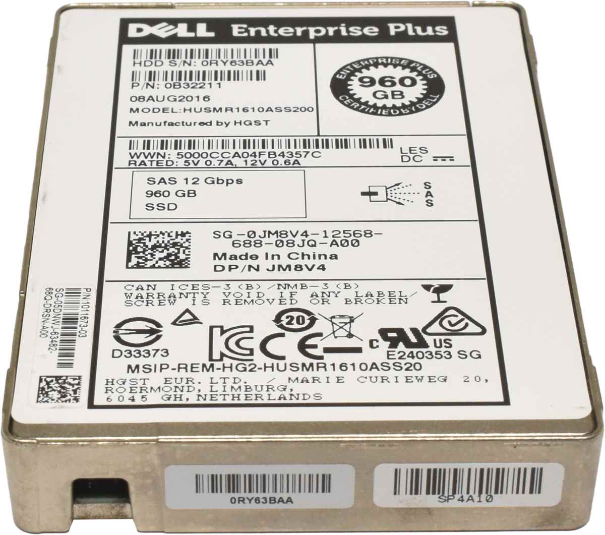 Dell 960GB 2.5" 12G SAS SSD HUSMR1610ASS200 0JM8V4 SC4020 SC5020 SC7020F Storage Dell 960GB 2.5" 12G SAS SSD HUSMR1610ASS200 0JM8V4 SC4020 SC5020 SC7020F Storage