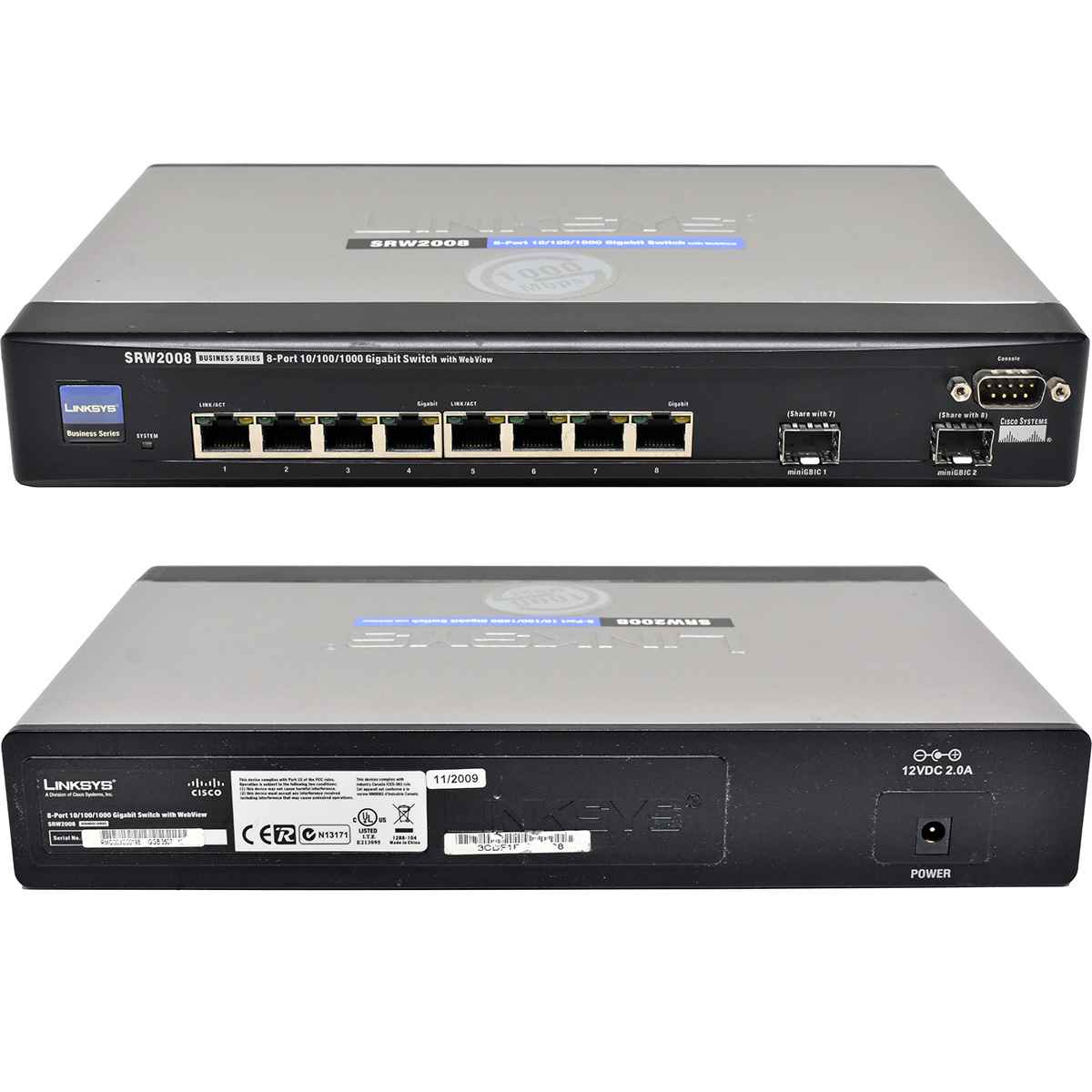 Linksys SRW2008 8-Port RJ-45 GE Switch 2x 1G SFP Combo +PSU Linksys SRW2008 8-Port RJ-45 GE Switch 2x 1G SFP Combo +PSU