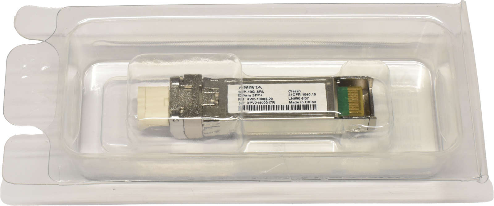 Arista-Original-GBIC-SFP-10G-SRL-10Gbps-SFP-850nm-003.jpg Arista Original GBIC SFP-10G-SRL 10Gbps SFP+ 850nm 100m XVR-10002-20 Rev: B0 Neu