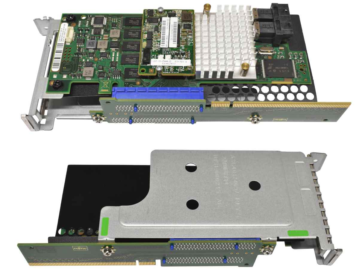 Fujitsu D3216-A13 GS1 LSI MR EP400i 12Gb PCIe x8 RAID Controller +MR LSICVM02 +1x Kabel + BBU + Riser Card Fujitsu D3216-A13 GS1 LSI MR EP400i 12Gb PCIe x8 RAID Controller +MR LSICVM02 +1x Kabel + BBU + Riser Card