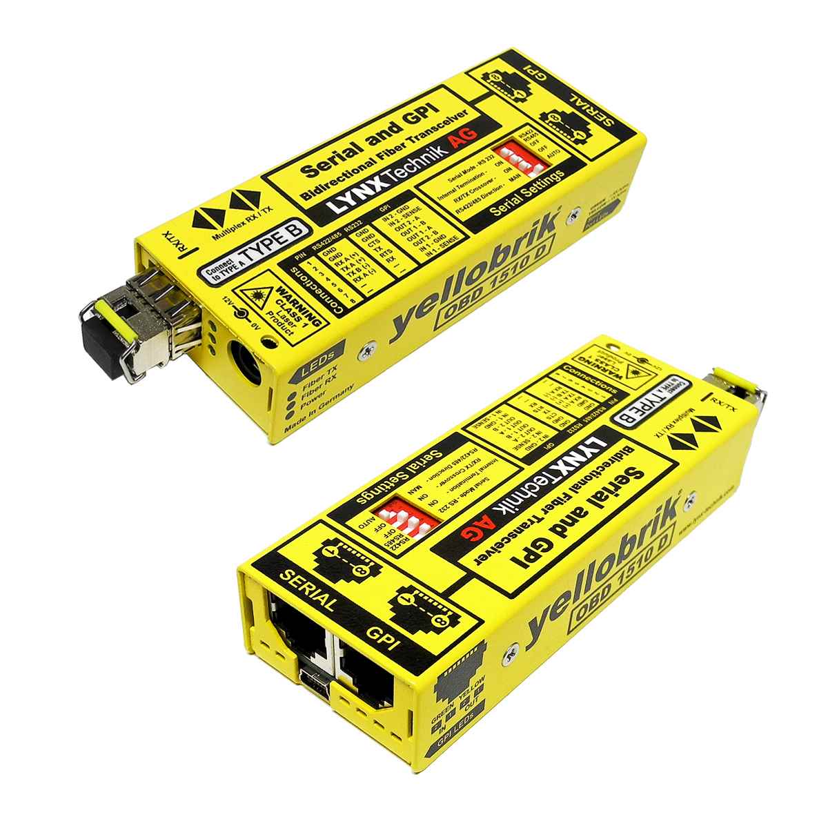 LYNX Technik Yellobrik OBD 1510 D Serial and GPI Bidirectional Fiber Transceiver