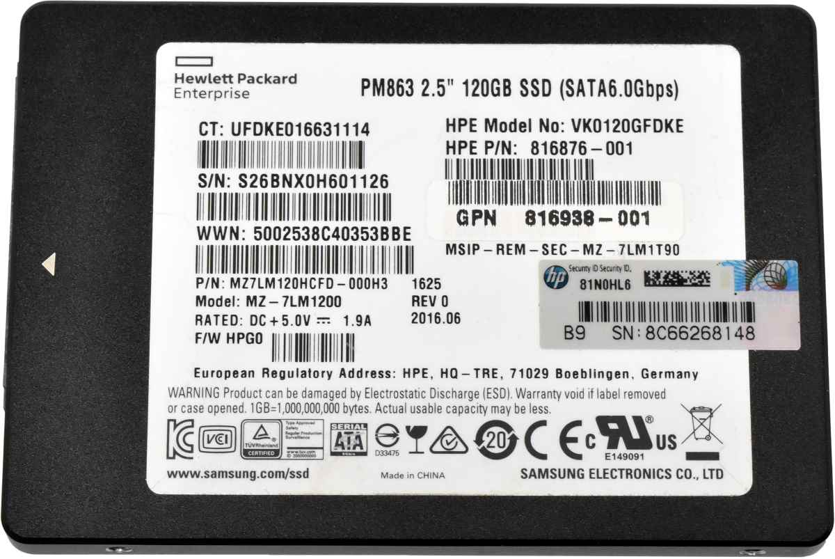 HP Samsung 120GB SATA 6G SSD MZ-7LM1200 816876-001 816938-001 HP Samsung 120GB SATA 6G SSD MZ-7LM1200 816876-001 816938-001