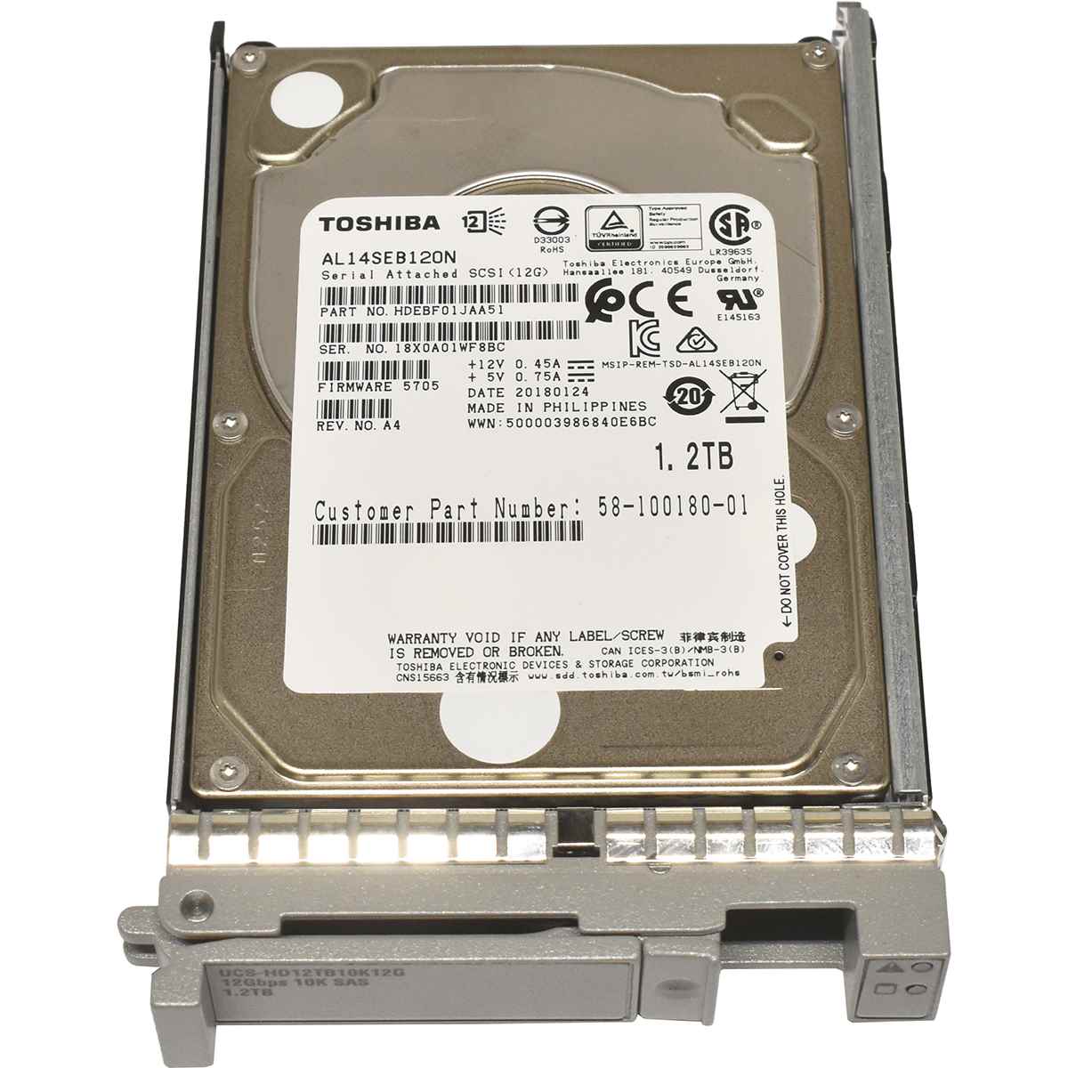 Cisco Toshiba 1.2TB 2.5" 10K 12G SAS HDD Festplatte AL14SEB120N UCS-HD12TB10K12G Cisco Toshiba 1.2TB 2.5" 10K 12G SAS HDD Festplatte AL14SEB120N UCS-HD12TB10K12G