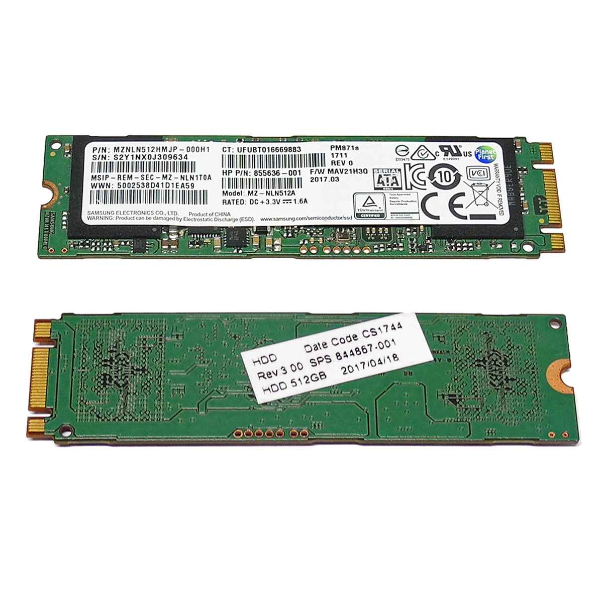HP Samsung MZ-NLN512A Solid State Drive (SSD) 512 GB M.2 2280 SATA 844867-001