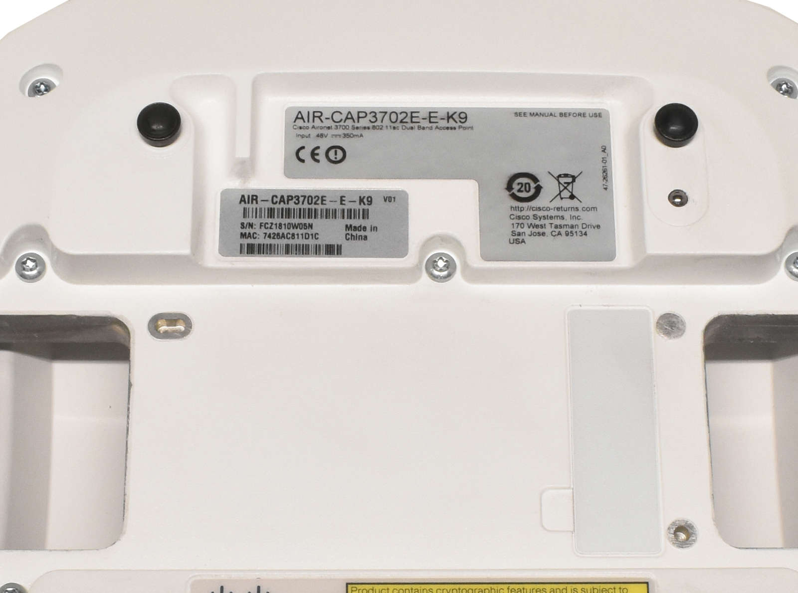 Cisco-AIR-CAP3702E-K-K9-Wireless-Access-Point-WiFi-004.jpg Cisco AIR-CAP3702E-K-K9 Wireless Access Point WiFi Dual-Band