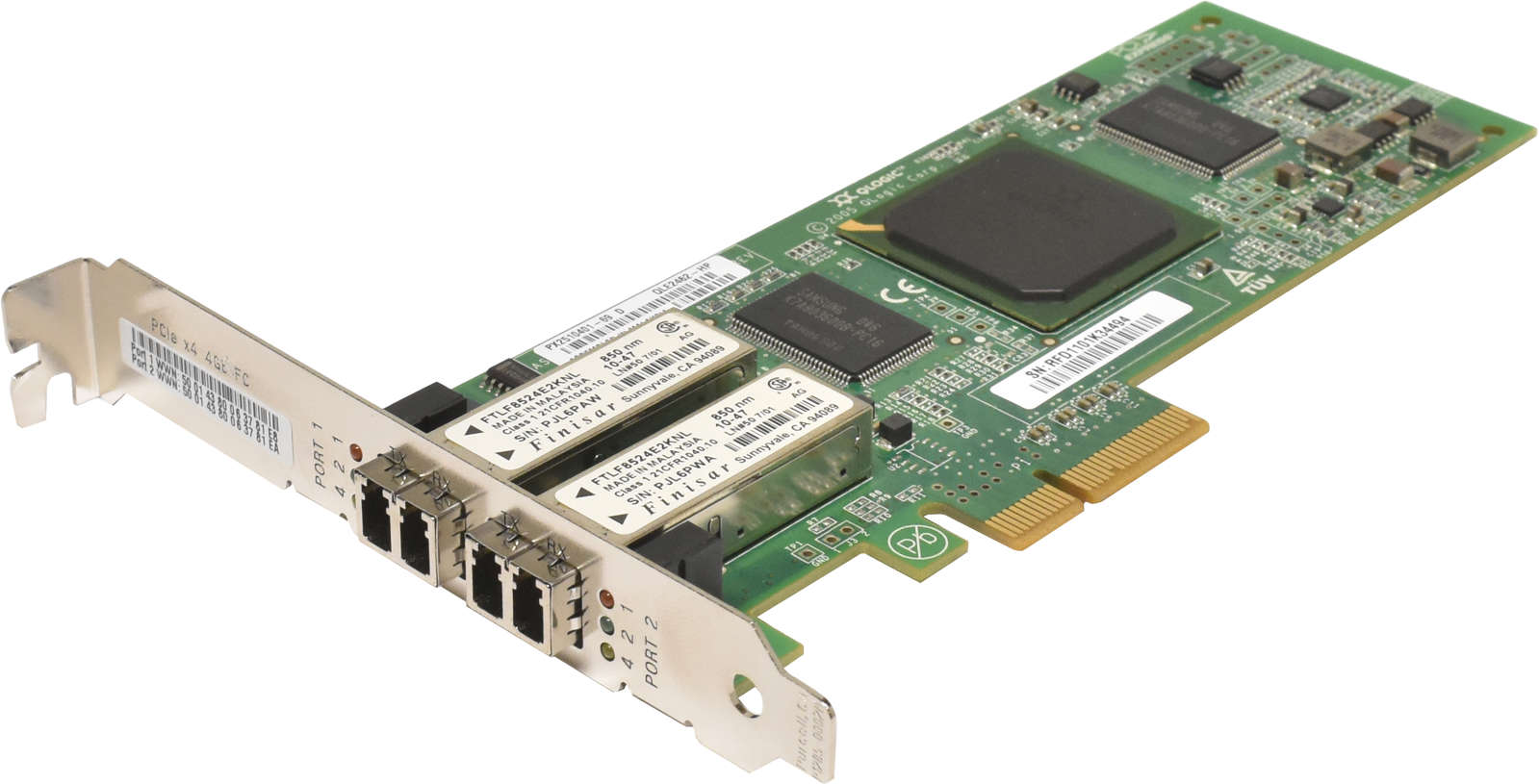QLogic-QLE2462-HP-FC-Dual-Port-4GBit-PCIe-x4-Host-001.jpg QLogic QLE2462-HP FC Dual-Port 4GBit PCIe x4 Host Bus Adapter SP# 407621-001 FP