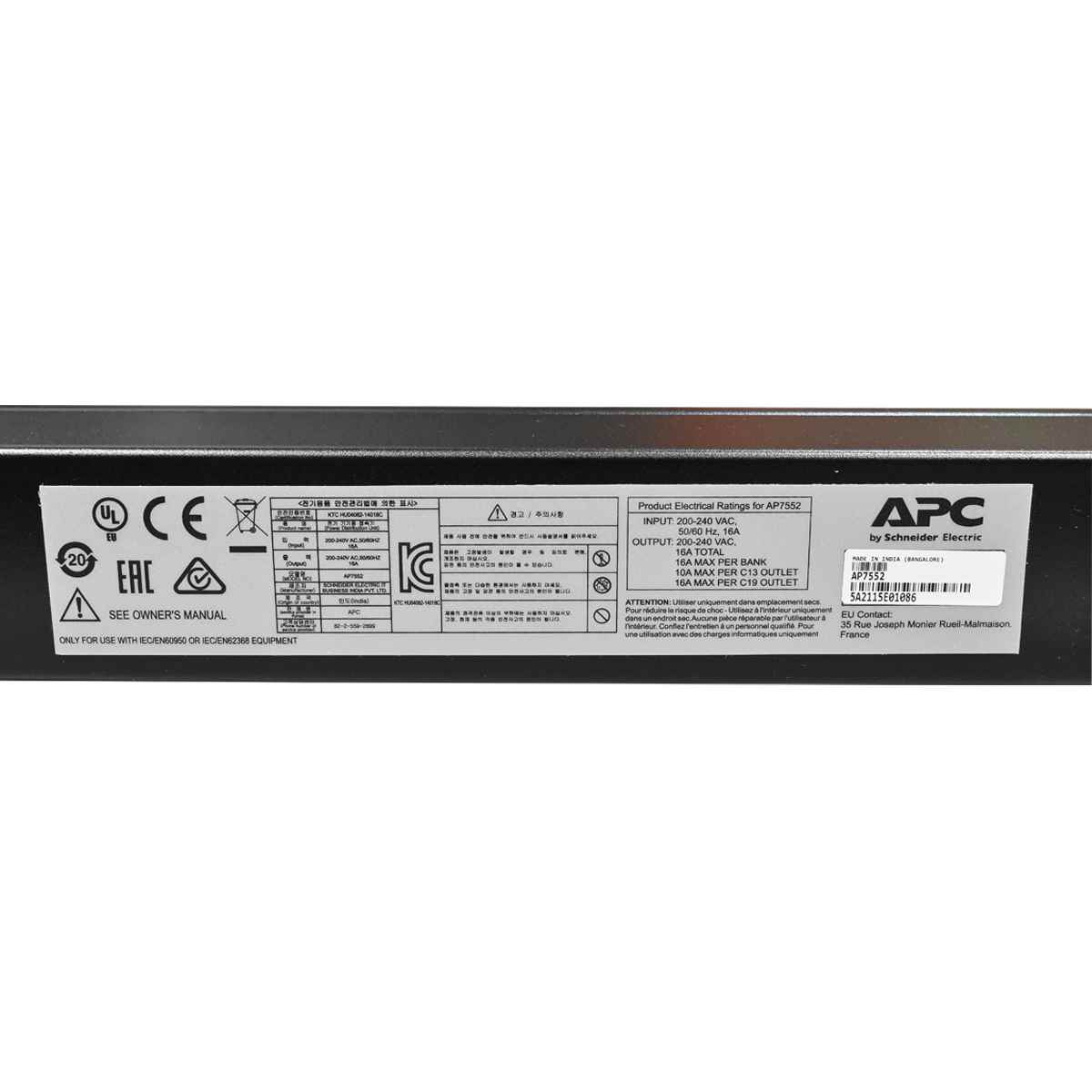 APC AP7552 Rack PDU Basic Null HE 16A 230V 20x C13 4x C19 + Zubehör NEW NEU