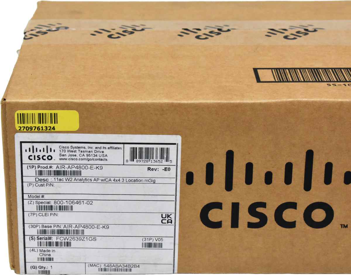 Cisco Aironet 4800 Series 802.11ac Dual Band Analytics Access Point AIR-AP4800-E-K9 NEW