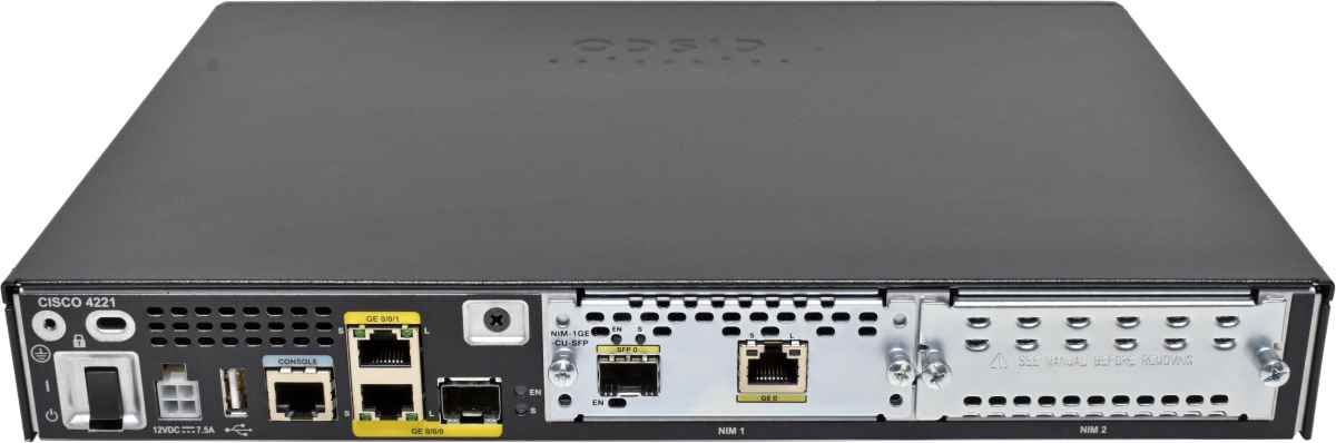 Cisco 4200 Series ISR4221/K9 GE Integrated Services Router +WAN NIM-1GE-CU-SFP no AC Adapter
